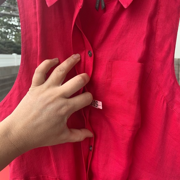 HD in Paris Anthropologie Printemps Linen Shirtdress Size 2 Raspberry color - Picture 4 of 16